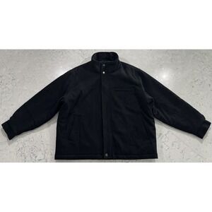 London Fog Wool Blend Car Coat Mens XXL 2XL Black Full Zip Winter Casual Jacket